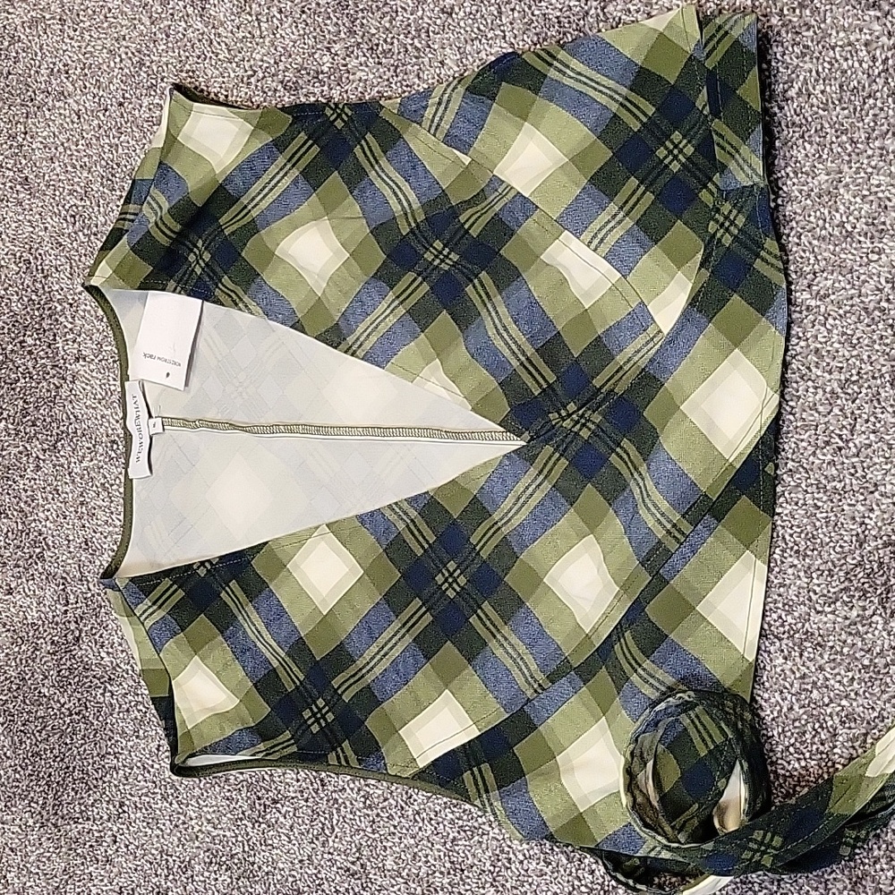 WEWOREWHAT Wrap Top Vintage Plaid Size Medium - Picture 3 of 8